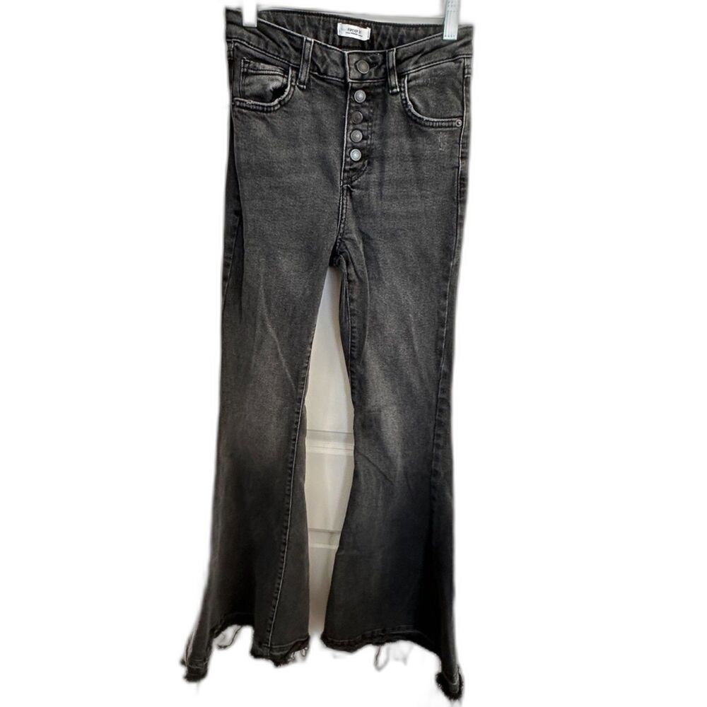 Forever 21 Faded Black Bell Bottom Button Up Jeans Women's Sz 25
